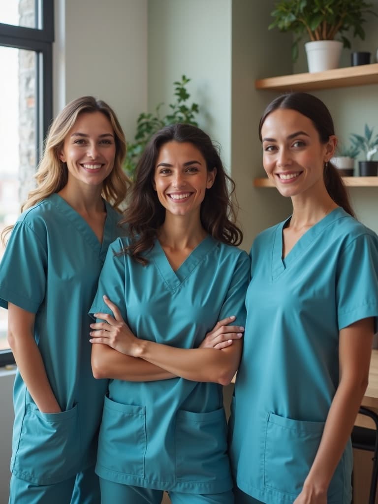 Professional dental team in modern clinic environment